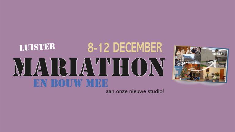 Banner Mariathon paars luister en bouw mee Banner Mariathon paars luister en bouw mee