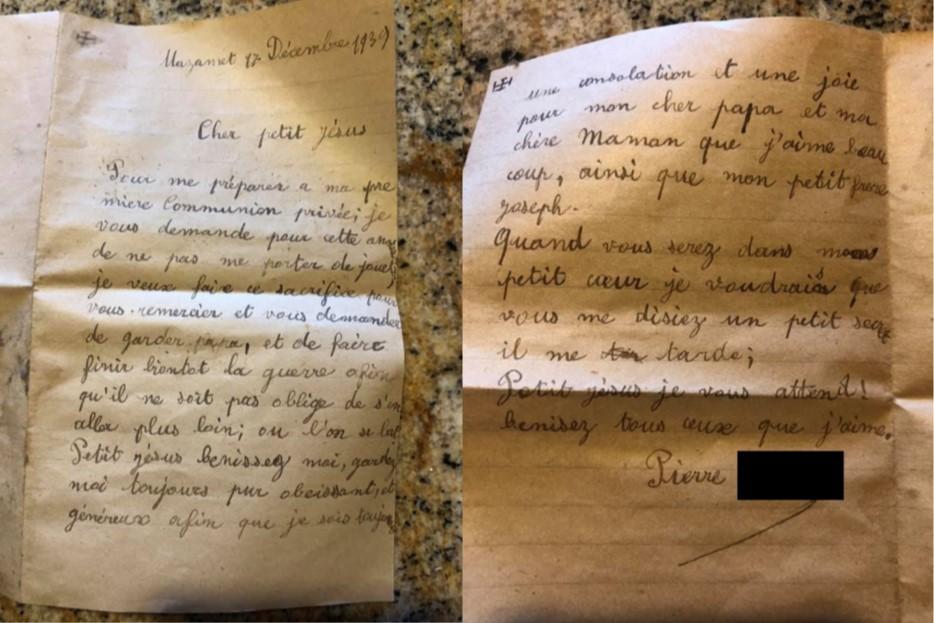Briefje van Pierre uit 1939