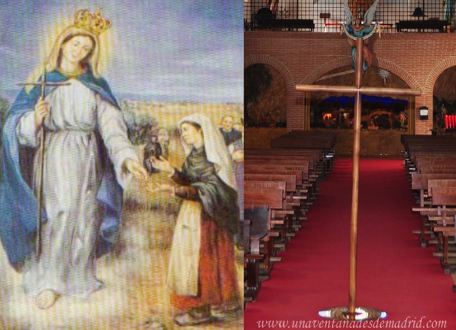 Maria en Inés en het houten kruis in de kerk