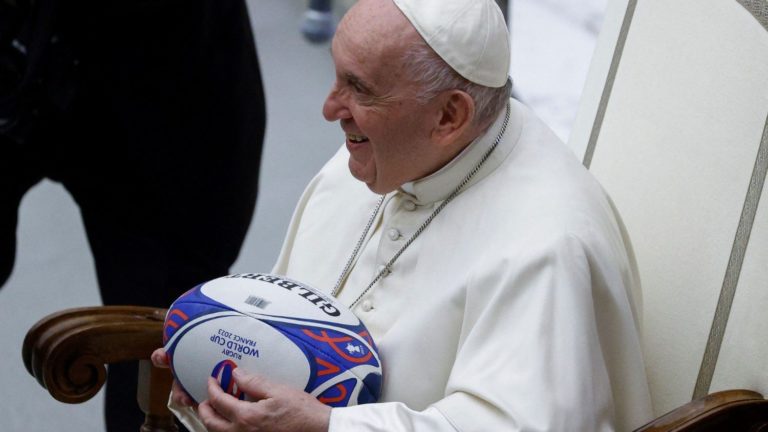 Paus Franciscus tijdens internationale sportconventie