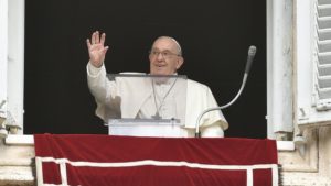 Paus Franciscus tijdens Regina Caeli 14 april 2024