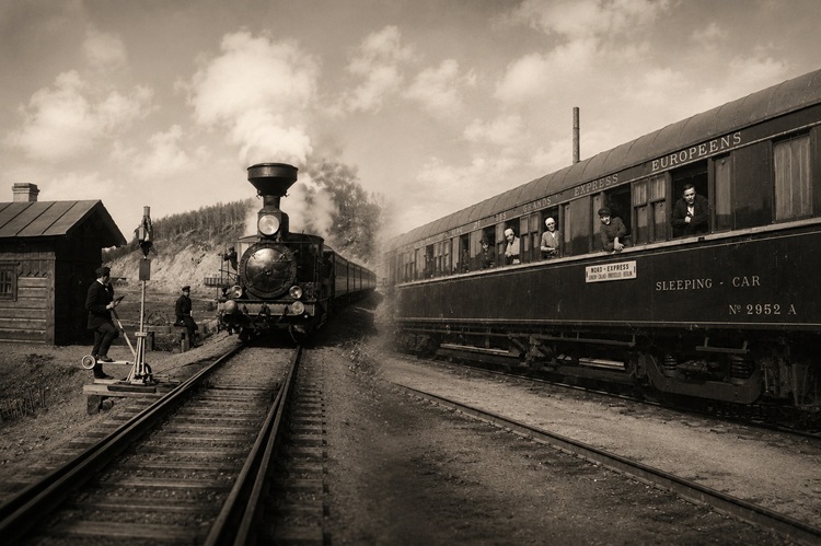Trans-Siberian-stoomtrein rond de jaren 1900 Trans-Siberian-stoomtrein rond de jaren 1900