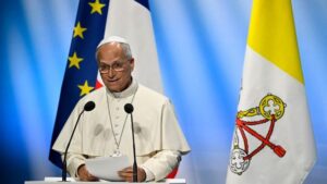 260928 Paus Leo XIV spreekt over Europa tot aanwezigen Rober Schuman Center MEtz