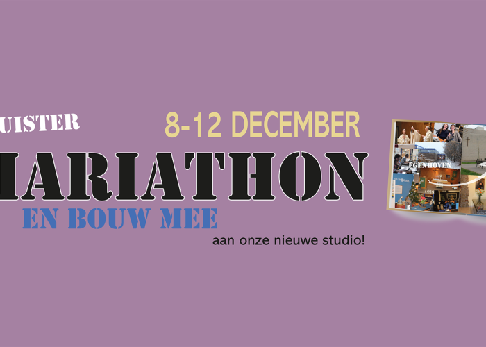 Banner Mariathon paars luister en bouw mee